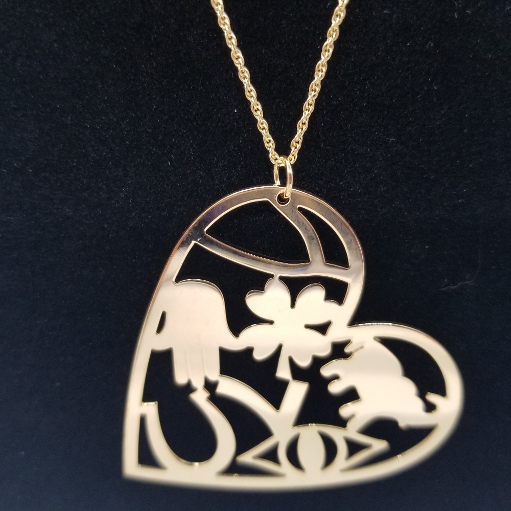 18k Over Sterling Silver Heart Shaped Good Luck Necklace by Jennifer Zeuner